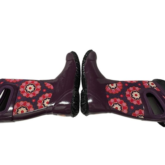 Bogs North Hampton Kaleidoscope Girls 13 Purple Rubber Waterproof Rain Boots - Picture 6 of 16